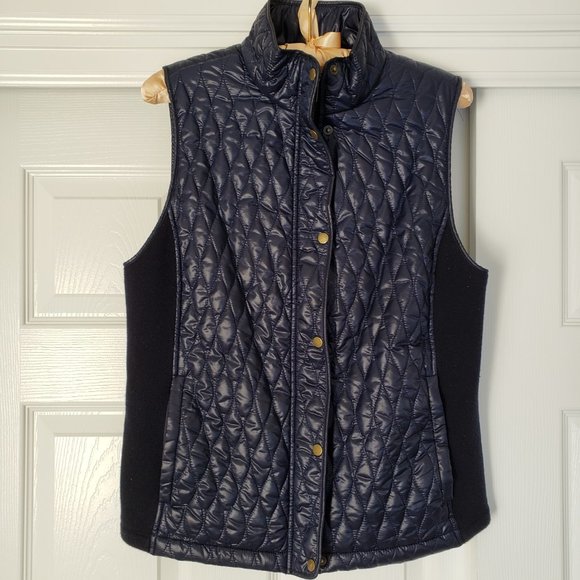 Talbots Navy Blue Quilted Snap-Front Vest, Small - Picture 8 of 10